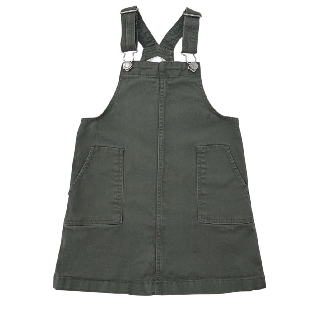 H&M Girls’ 4T Khaki Green Overall Square Neckline Dress